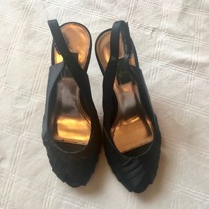 Black peep toe heels